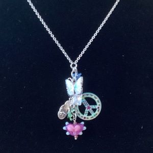 Peace, Love, & Nature Cluster Necklace 11”